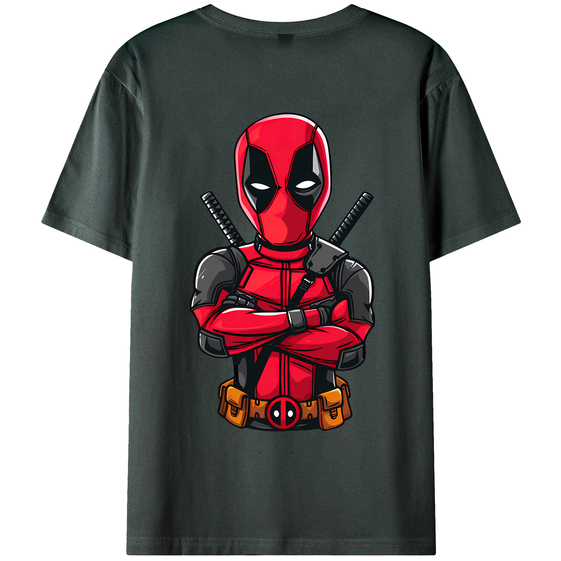 （画像用） Deadpool デッドプール 綿100％ メンズ半袖Tシャツ（バックプリント） 通気性